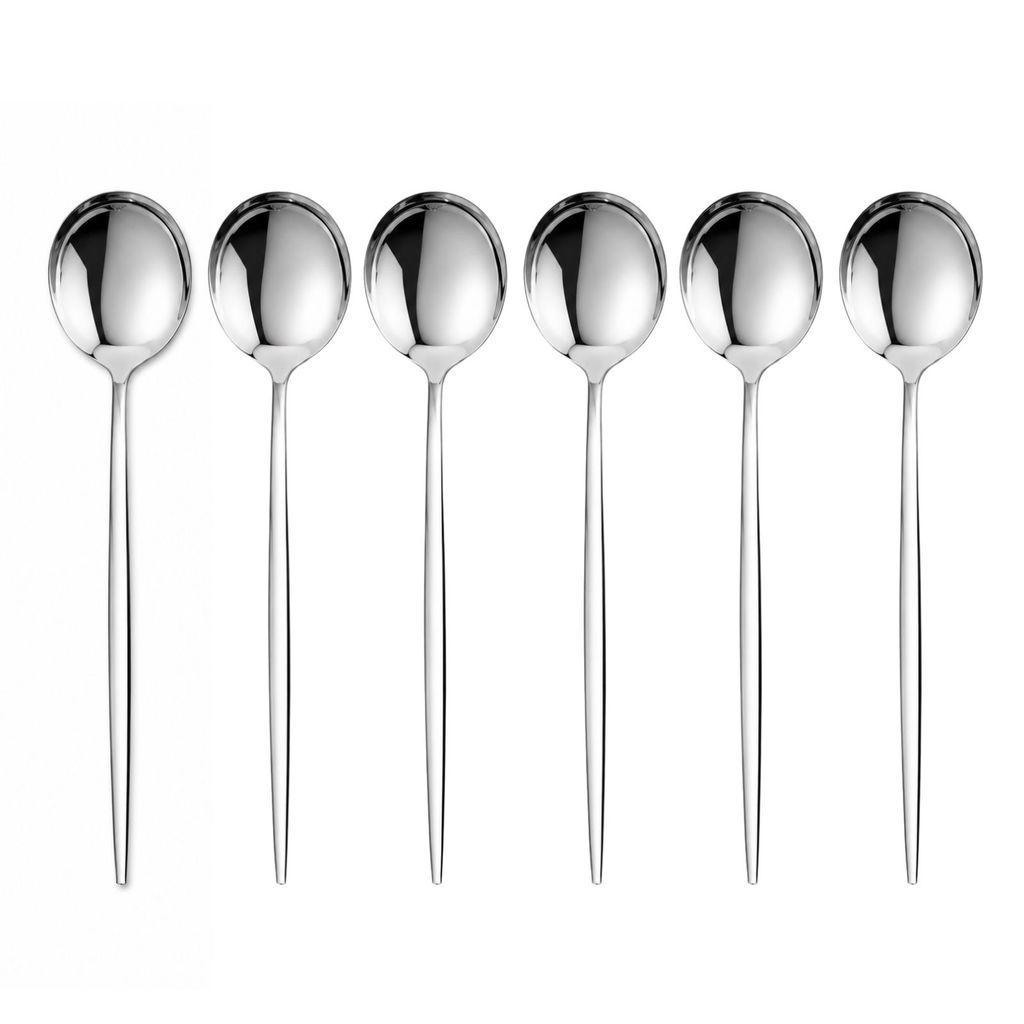 6 Colher, Garfo ou Faca em Aço Inox Prateado com Cabo Fino Chique e Minimalista